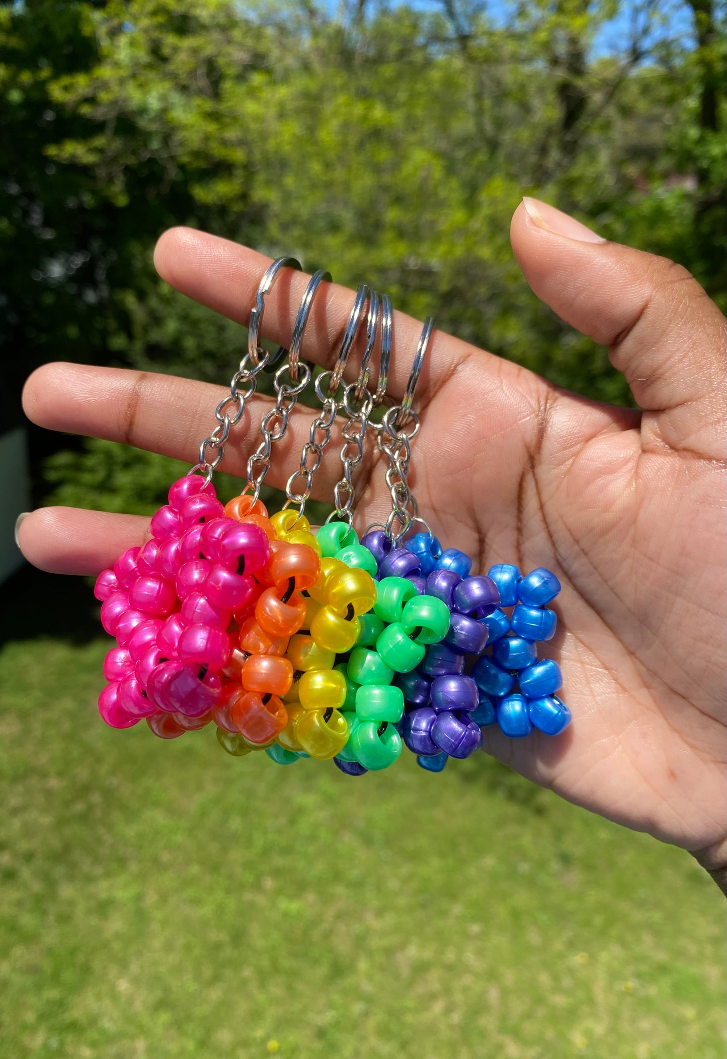 Pearl Rainbow Kandi Star Keychain