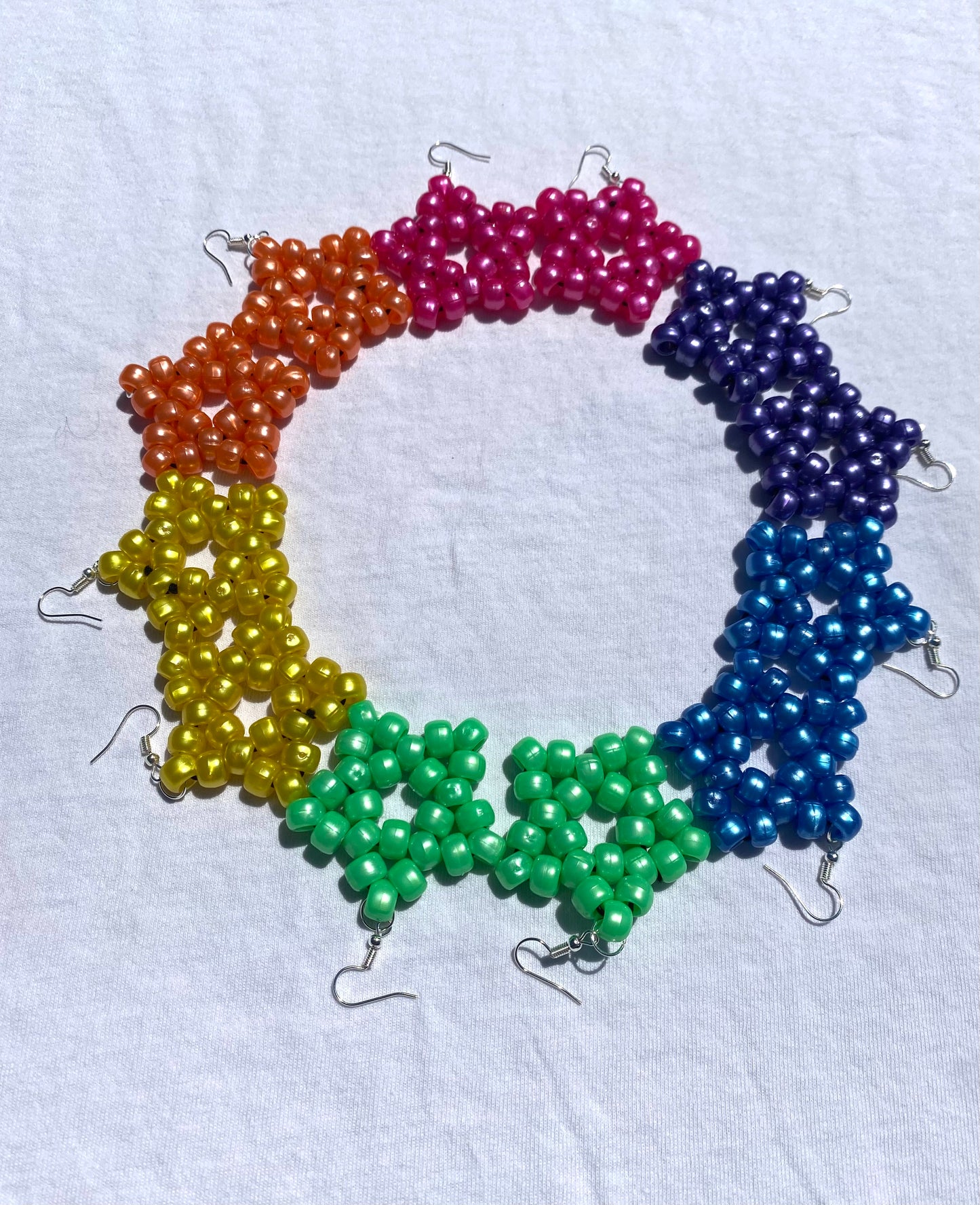 Pearl Rainbow Kandi Star Earrings