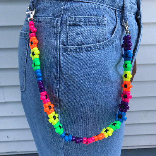 Neon Rainbow Kandi Belt Chain
