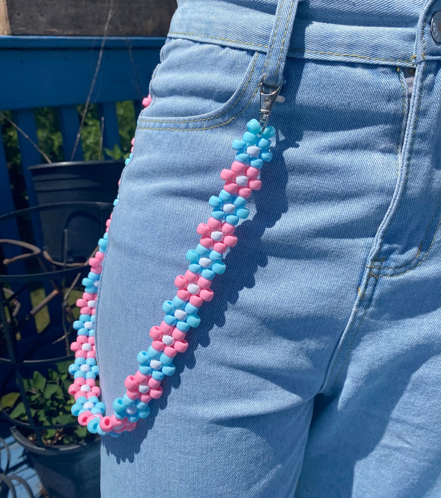 Pastel Pink and Blue Kandi belt chain