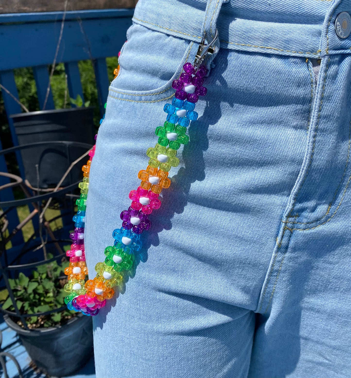 Sparkle Rainbow Kandi Belt Chain