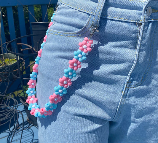 Pastel Pink and Blue Kandi belt chain